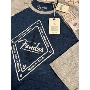 NWT Fender Guitars x Lucky Brand Jeans 3/4 Long Sleeve Raglan Shirt LARGE New